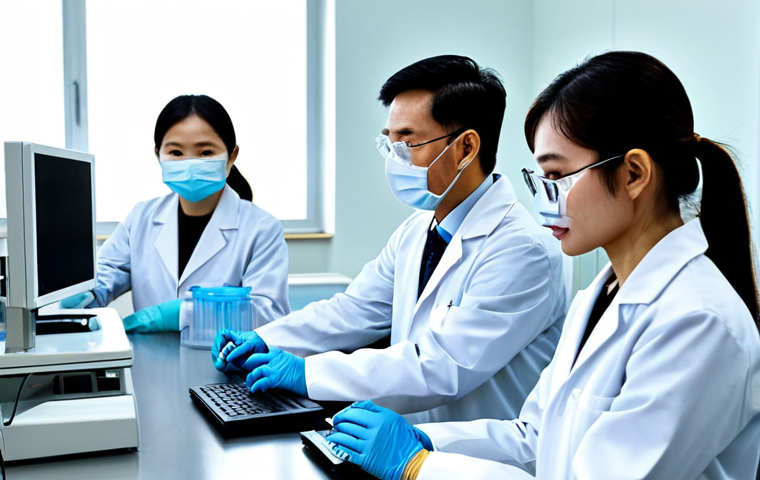 PCR for Infectious Disease Diagnosis**
"A team of Vietnamese scientists in a modern, well-lit laboratory, fully clothed in lab coats and appropriate safety gear, performing PCR tests. The focus is on the equipment and their professional demeanor. Safe for work, appropriate content, family-friendly, diagnostic tools, perfect anatomy, correct proportions, high resolution."
**