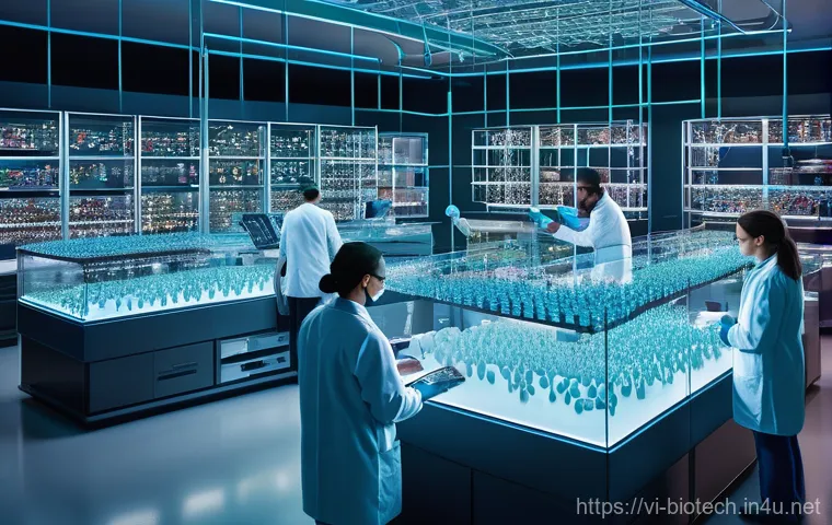 단백질 공학 - **"A vibrant, conceptual illustration depicting the intersection of science and art in protein engin...