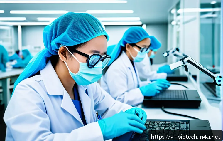 바이오 제약 산업 동향 - A highly detailed futuristic laboratory scene in Vietnam, showcasing Vietnamese scientists in modern...
