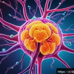 Home 22 사이토카인 - A detailed scientific illustration of the immune system’s regulatory molecules at work inside the hu...