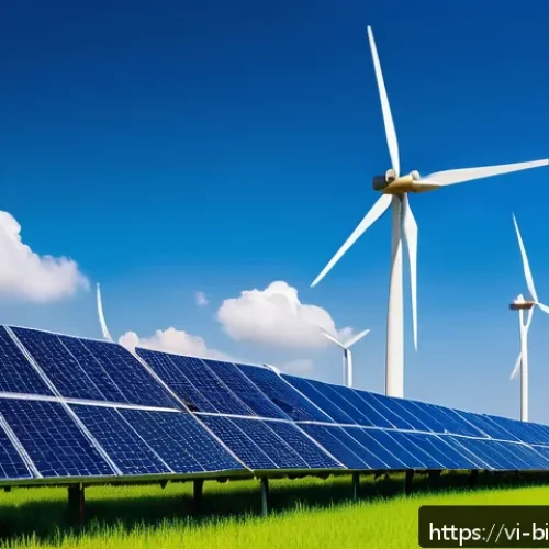 Home 17 바이오 연료 - A vibrant solar and wind farm landscape in central Vietnam, showcasing rows of modern photovoltaic s...